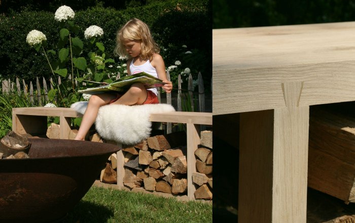 houtberging, eik, bank, houtrek